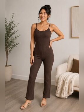Pretty Little Thing chocolate brown jumpsuit 2